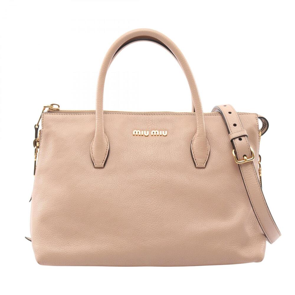 Miu Miu MADRAS Handbag Leather Beige